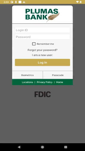 Android application Plumas Bank Mobile screenshort