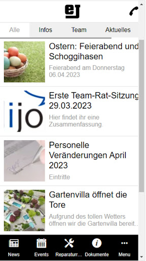 Team egli jona (interne App) Screen 2