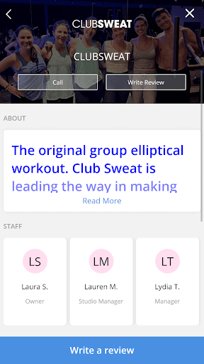 Android application CLUBSWEAT screenshort
