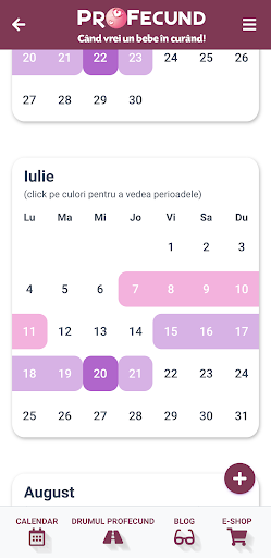 Calendar ProFecund Screen 2