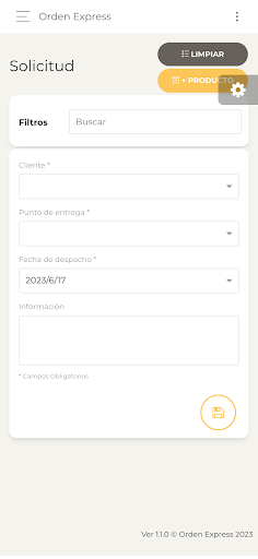 OrdenExpress Screen 2