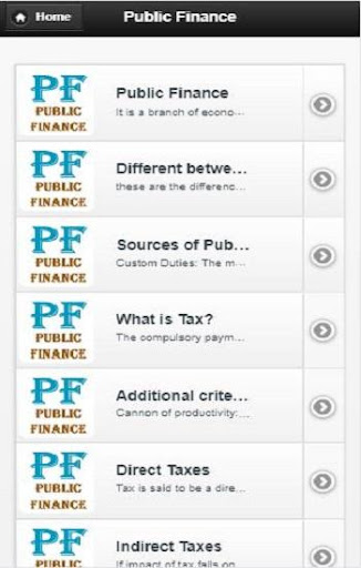 Android application Public finance management screenshort