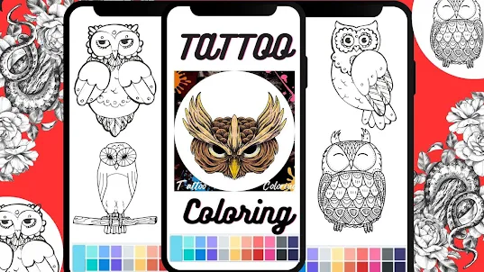 Tattoo Owl Coloring Book