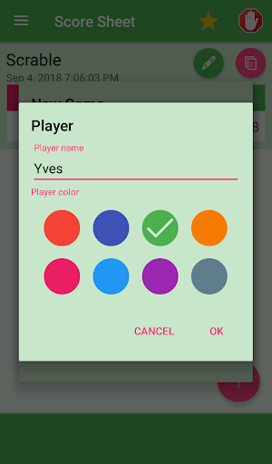 Score sheet Screen 3