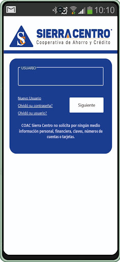 Android application Sierra Centro Virtual screenshort