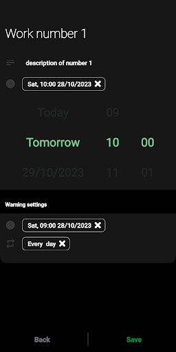 Android application Work schedule screenshort