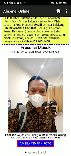 Presensi Online (WFO dan WFH) Screen 3