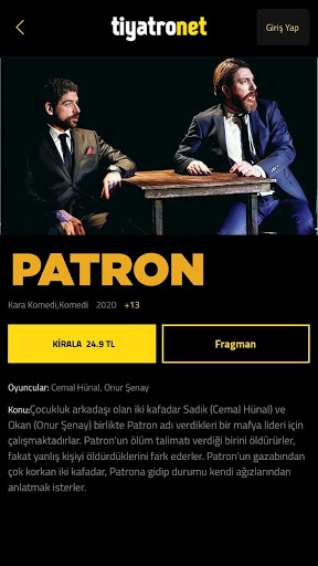 Android application tiyatronet screenshort