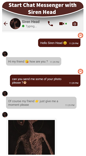 Android application fake call chat with Siren Head screenshort
