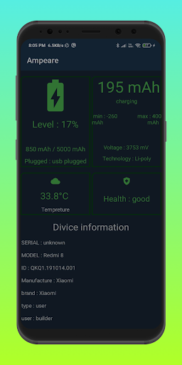 Android application Ampeometer : Battery tracker screenshort