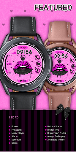 Android application Black Pink Glitter_Watchface screenshort