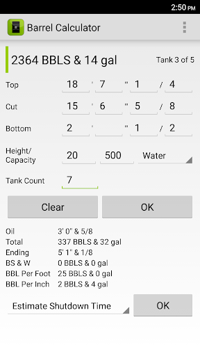 Barrel Calculator Screen 3