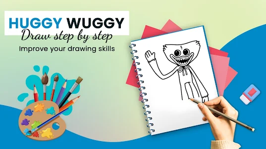 Huggy Wuggy Draw Step By Step