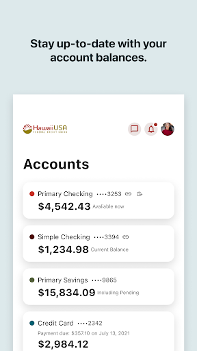 HawaiiUSA FCU Mobile Banking Screen 3