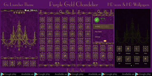 Purple Gold Chandelier Clock W Screen 3
