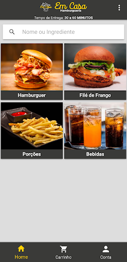 Android application Em Casa Hamburgueria screenshort