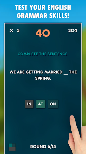 Android application Prepositions Grammar Test screenshort