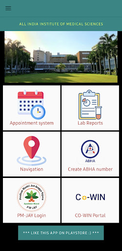 Android application AIIMS Hospital New Delhi screenshort