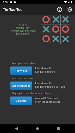 Android application TicTacToe - Unbeatable AI, 2 p screenshort