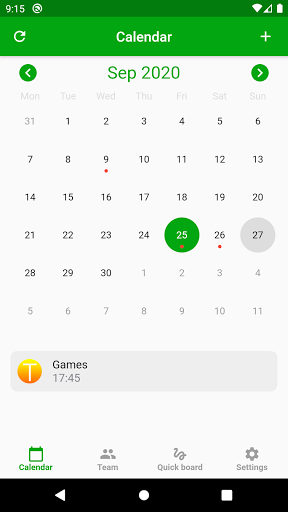 Android application Football Team Assistant screenshort