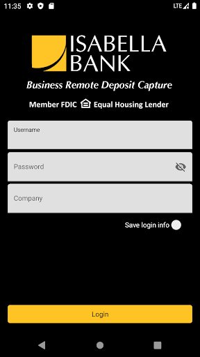 Android application Isabella Bank Business RDC screenshort