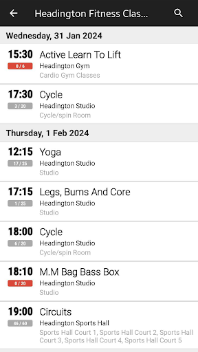 Android application BrookesSport screenshort