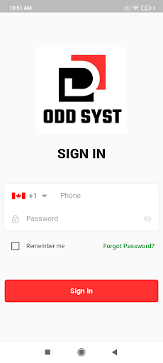 Android application ODD SYST DELIVERY screenshort