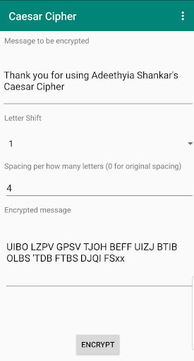 Caesar Cipher Screen 2