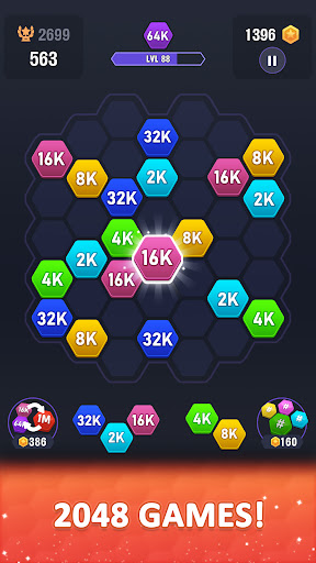 Hexa Number : 2048 Puzzle Game Screen 2
