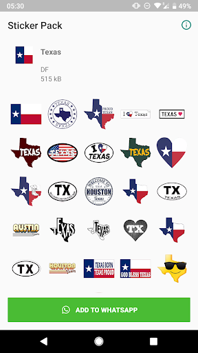 Android application Texas Stickers for WhatsApp screenshort