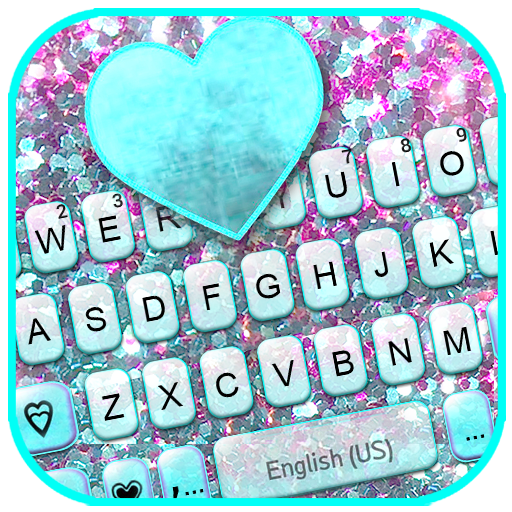 Glitter Cyan Heart Keyboard Ba  Icon