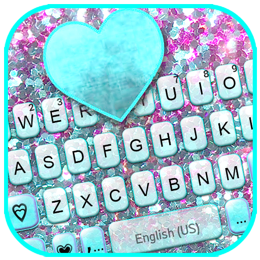 Glitter Cyan Heart Keyboard Ba logo