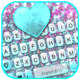 Glitter Cyan Heart Keyboard Background icon