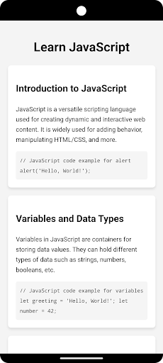 Android application Learn JavaScript screenshort