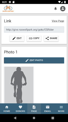 Empire State Ride Fundraising Screen 2