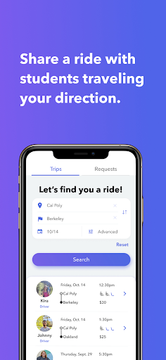Android application Ryde - College Carpooling screenshort