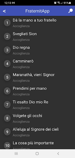 Android application FraternitaSFApp screenshort