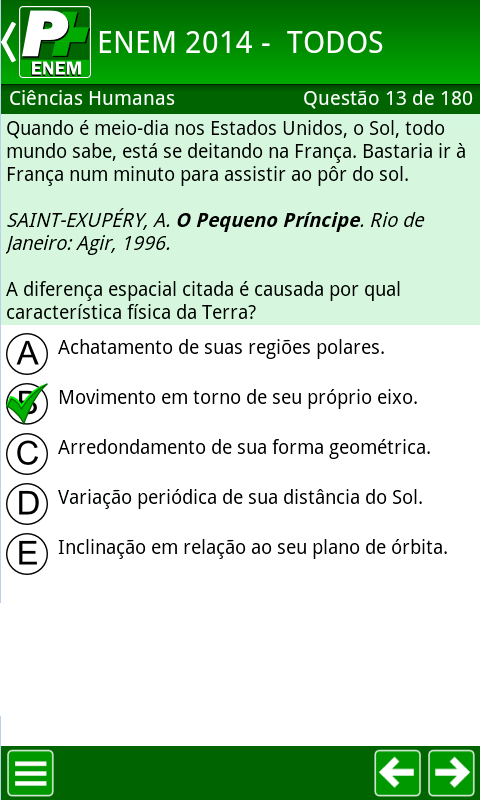 Android application Pense+ ENEM 2020 screenshort