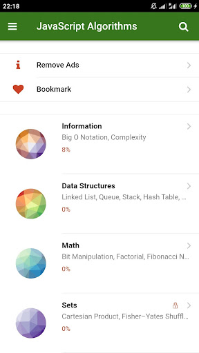 Android application JavaScript Algorithms and Data screenshort