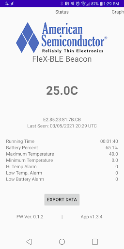FleX-BLE Beacon Demo Screen 3