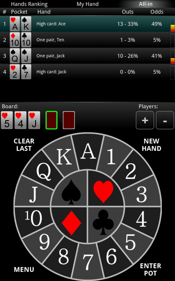 Android application PrOKER: Poker Odds Calculator screenshort