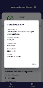 Vaccine Certificate Verifier Screenshot