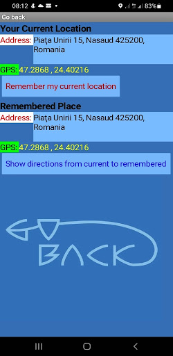 Android application Go Back. GPS Helps You screenshort