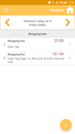 Grocery shopping list Screen 3