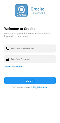 Android application Grocito Delivery Partner screenshort