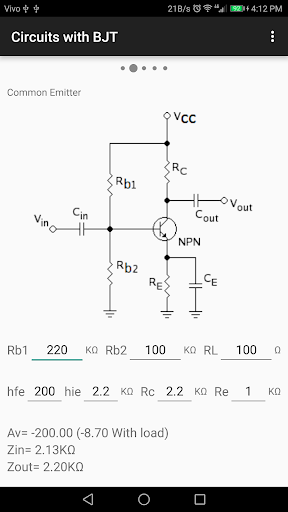 Electronic Circuit Calculation Screen 2