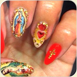 Nails Decorated With The Virgin Of Guadalupe icon
