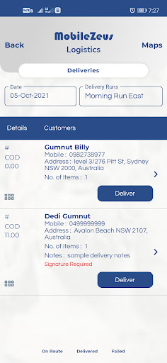 Android application Mobile Zeus - Logistics screenshort