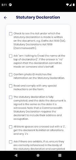 Witnessing Checklists Screen 3