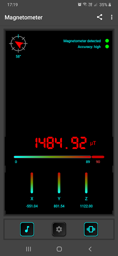 Screenshot of Magnetometer